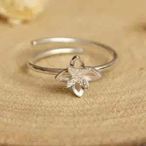 bague fleur argent 925 effet brillant diamanté fait main