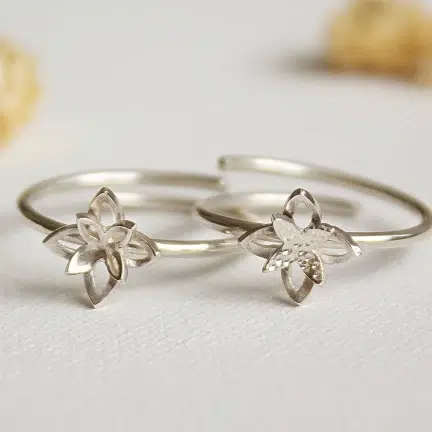 deux bagues anneaux fleurs argent 925 fait main