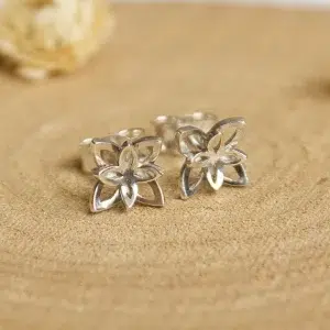 paire de boucles d'oreille puces d'oreille fleurs argent