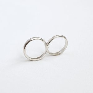 bague deux doigts simple en argent