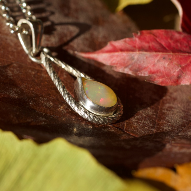 Pendentif opale argent goutte (multicolore) – Image 4
