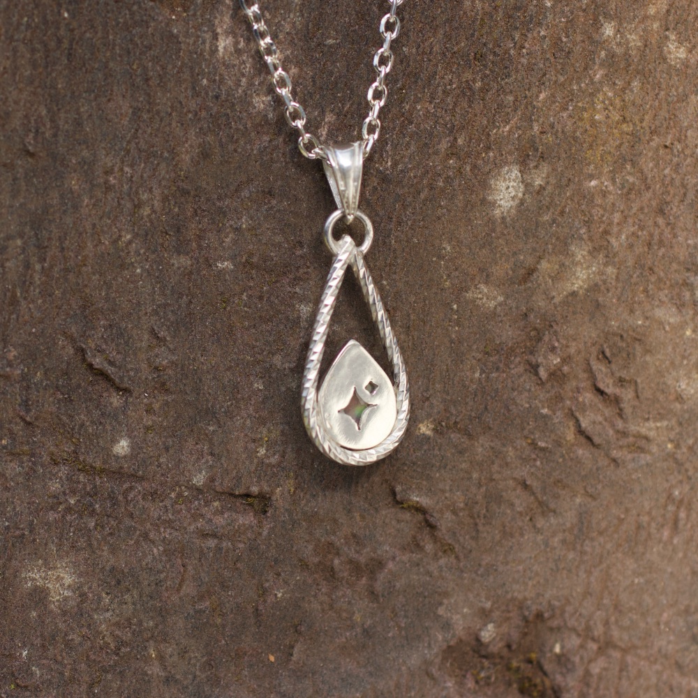 Pendentif opale argent goutte (multicolore) – Image 7