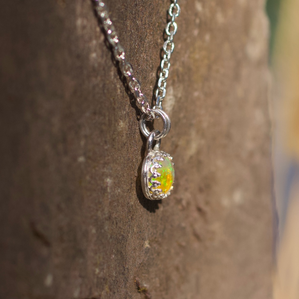 Pendentif opale argent couronne – Image 3