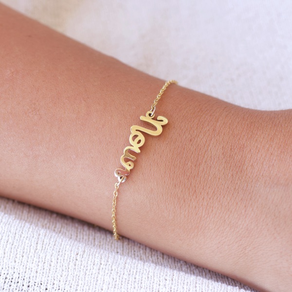 bracelet femme prénom personnalisé or jaune 18 carats