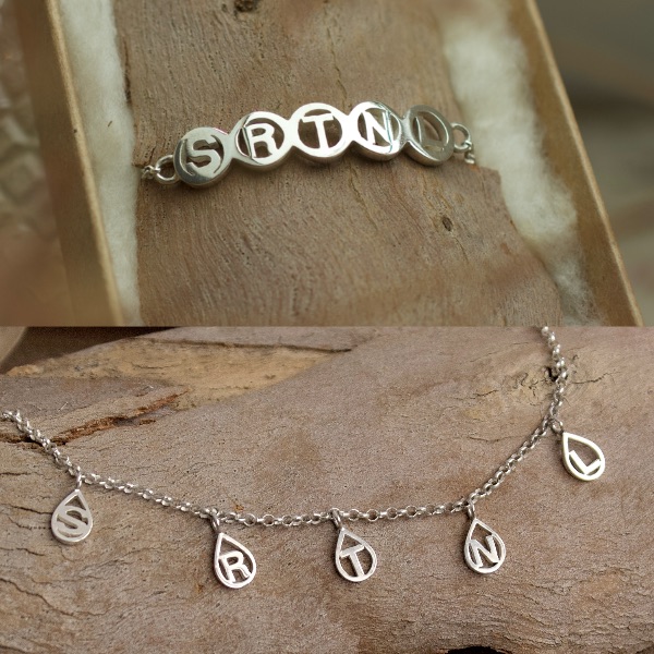 bracelet initiales et collier initiales en argent
